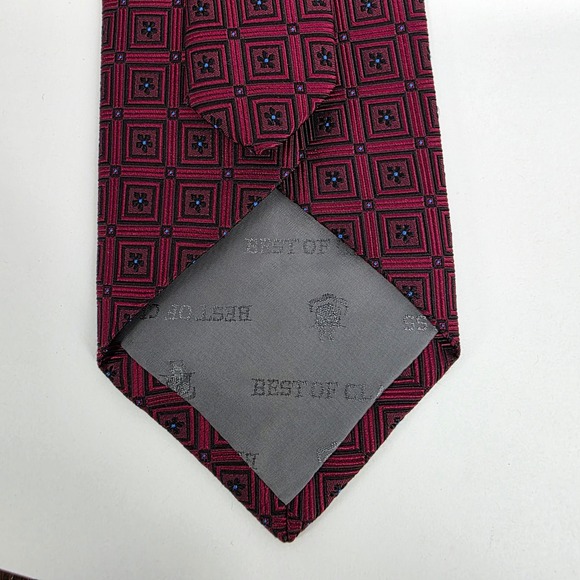 Robert Talbott Best of Class Tie Mens 4" Wide Burgundy Geometric Medallion Silk - Picture 4 of 5